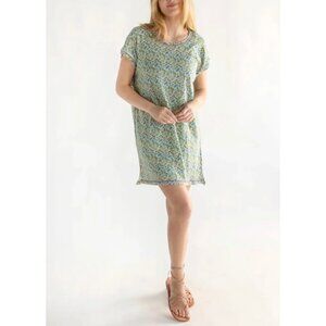 NATURAL LIFE Women's Blue Floral Frankie Knit Tee Short Sleeve Mini Dress Sz XL